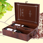 Flag Village Creative Wine Box Leather Gift Box Handmade Home Kitchen Bar Accessories Decor Lafite Wine Holder Wine Packaging Box Friend Gift