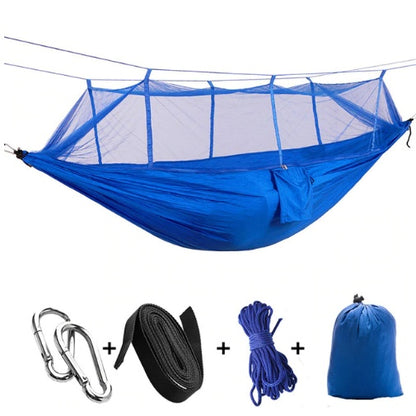 Flag Village Outdoor Parachute Cloth Hammock Couble with Mosquito Net Light Portable Army Green Insect-proof Camping Aerial Tent