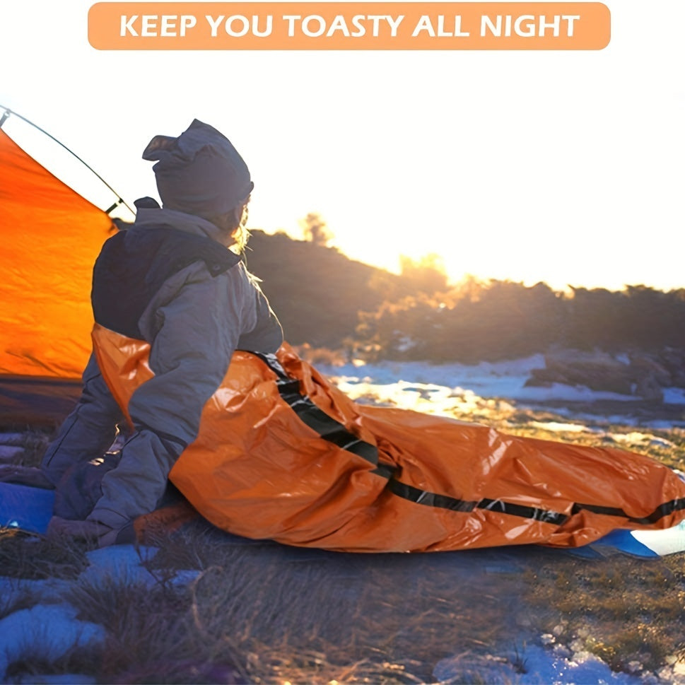 Flag Village Portable Lightweight Emergency Sleeping Bag, Blanket, Tent - Thermal Bivy Sack For Camping, Hiking, And Outdoor Activities - Windproof And Waterproof Blanket For Survival