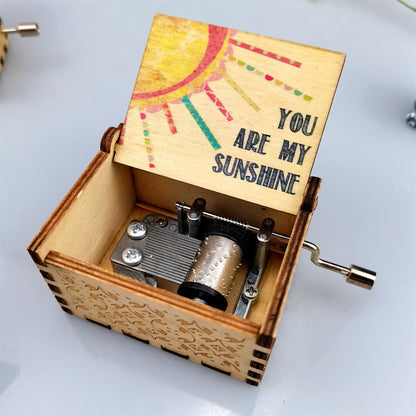 Flag Village Antique Carved Wooden Hand Crank Spirited Away Music Box Christmas Gift Birthday Gift Party Decoration