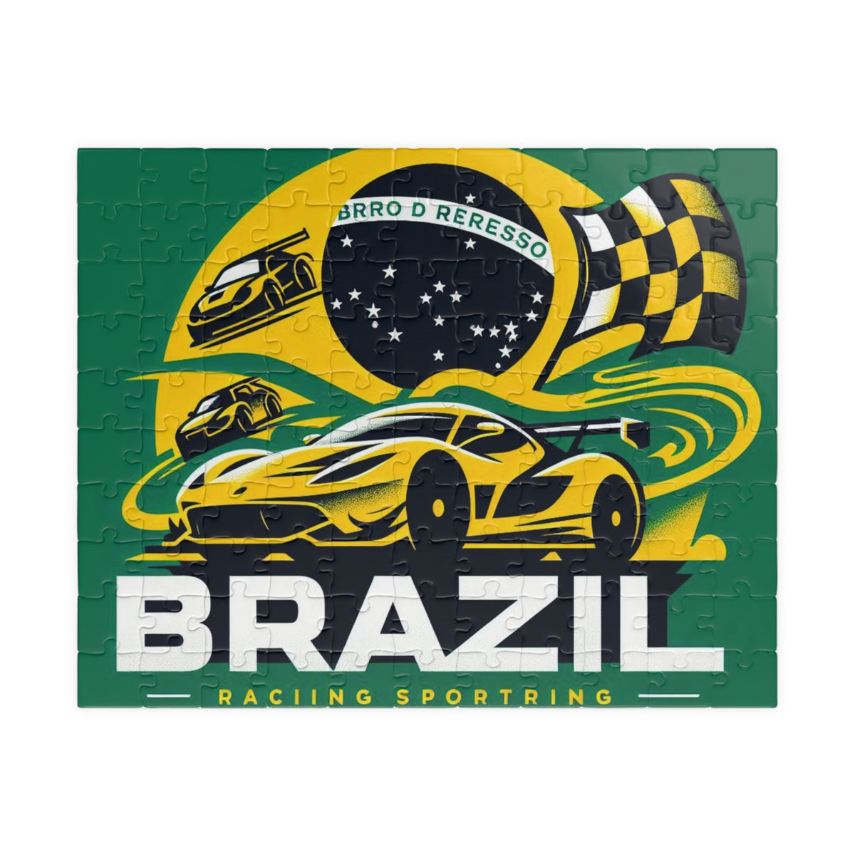 Flag Village Brazil Vintage Racing Car Puzzle