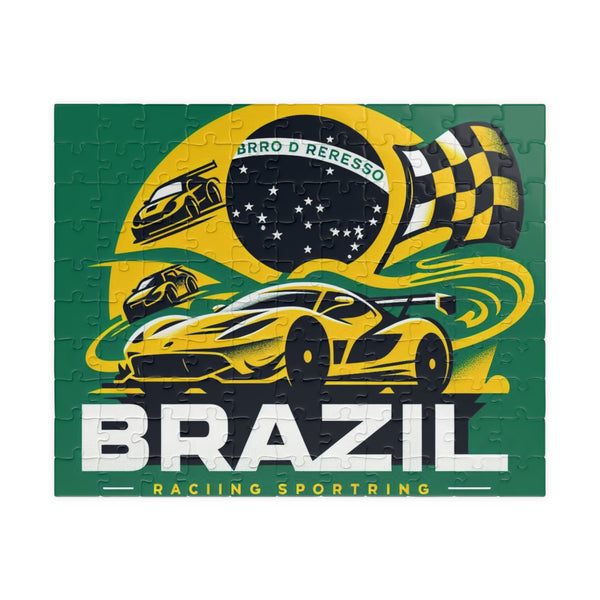 Flag Village BRAZIL Racing Car Sporting Flag Puzzle (110, 252, 520, 1014-piece) BRA0019