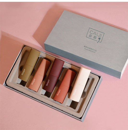 Flag Village Gift Box Lipstick Set Cosmetic Mousse Velvet Matte Waterproof Non-stick Cup