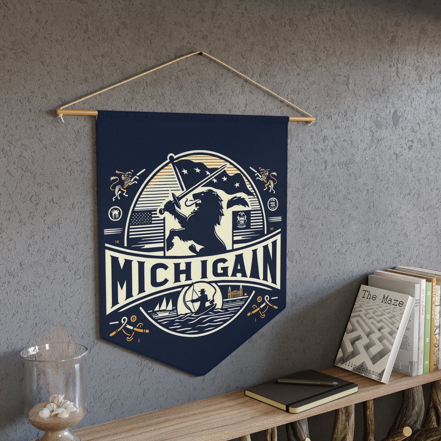 Flag Village Michigan State Flag Pennant Sporting Home Wall decoration MI0001