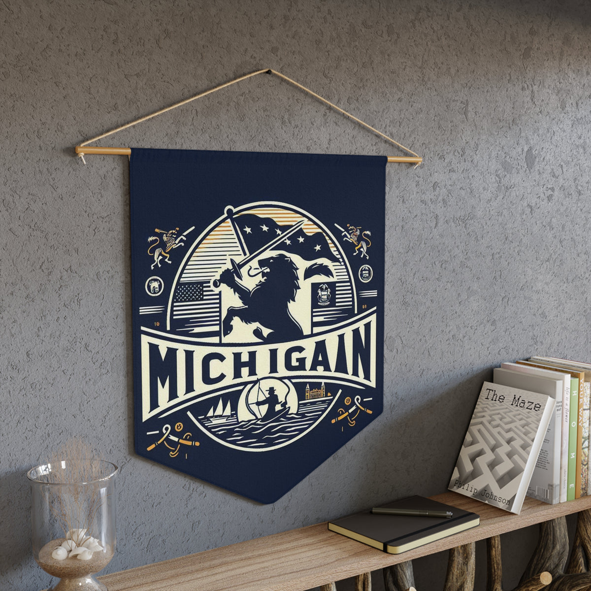 Flag Village Michigan State Flag Pennant Sporting Home Wall decoration MI0001