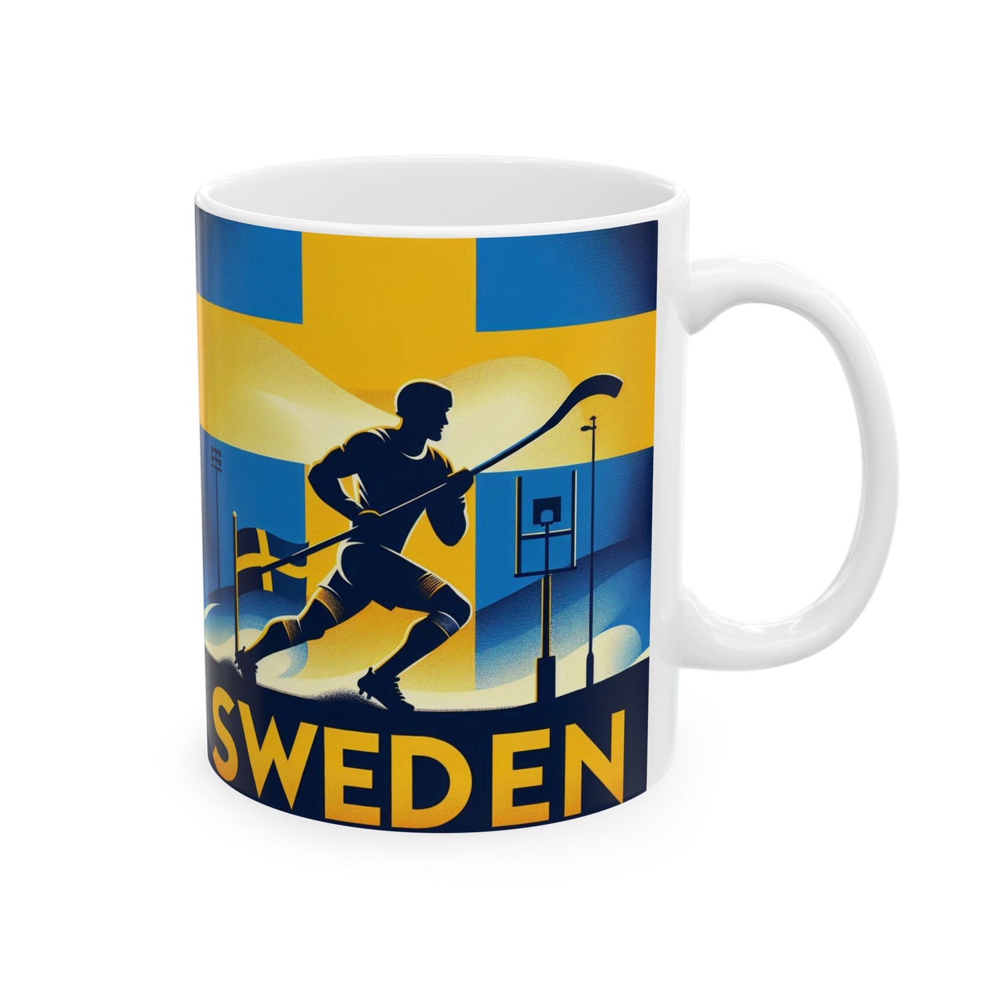 Flag Village Sweden Sporting Flag Ceramic Coffee Mug 11oz SWE0008