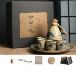 Flag Village Japanese Retro Sake Wine Warmer Gift Box Set Hot Wine Shochu Pot Ceramic Wine Cup White Wine Household Wine Glass