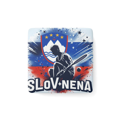 Flag Village Slovenia Flag Sporting Porcelain Magnet, Square SVN0004