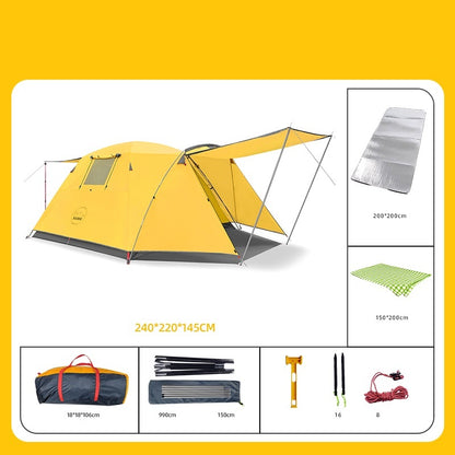 Flag Village Four Person Outdoor Camping Space Folding And Thickening Tent Rain And Sun Proof Outdoor