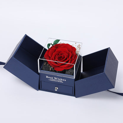 Flag Village Preserved Flower Gift Box Finished Acrylic Jewelry Box