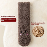 Flag Village Winter Floor Socks Velvet Thicken Warm Coral Velvet Cute Socks Japanese-style Home Footwear Non-slip Socks New Year Gifts Winter Gadgets