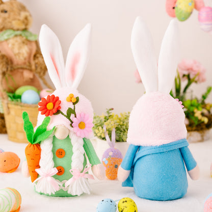 Flag Village Easter Faceless Gnome Rabbit Doll DIY Handmade Home Decoration Spring Hanging Bunny Ornaments Kids Gifts