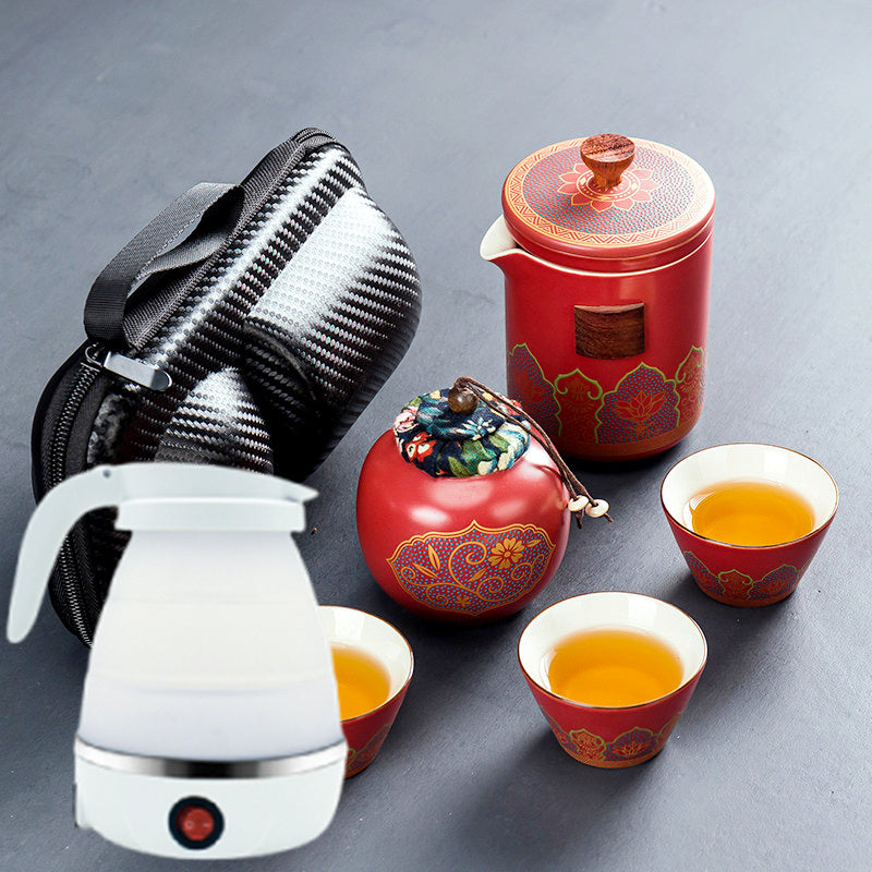 Flag Village Ceramic Portable Travel Tea Set Gift Box