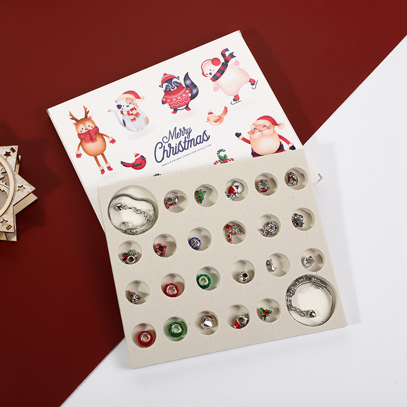 Flag Village Christmas Bracelet Beads Gift Box Jewelry Set