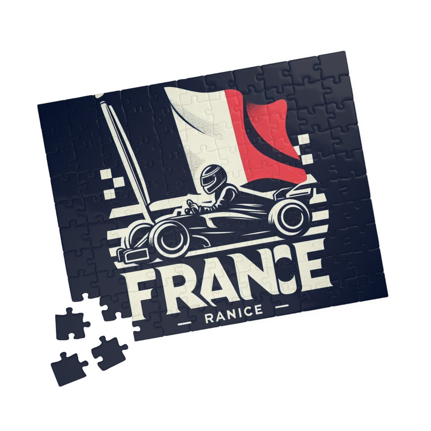 Flag Village France Racing Car Sporting Flag Puzzle (110, 252, 520, 1014-piece) FRA0013