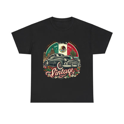 Flag Village Mexico Vintage Car Flag T-SHIRT Heavy Cotton Tee MEX0001