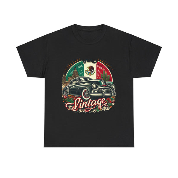 Flag Village Mexico Vintage Car Flag T-SHIRT Heavy Cotton Tee MEX0001