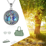 Flag Village Tree of Life Locket Necklace Jewelry for Women Sterling Silver Celtic Family Tree Abalone Shell Lockets Jewelry Gifts for Mom Daughter