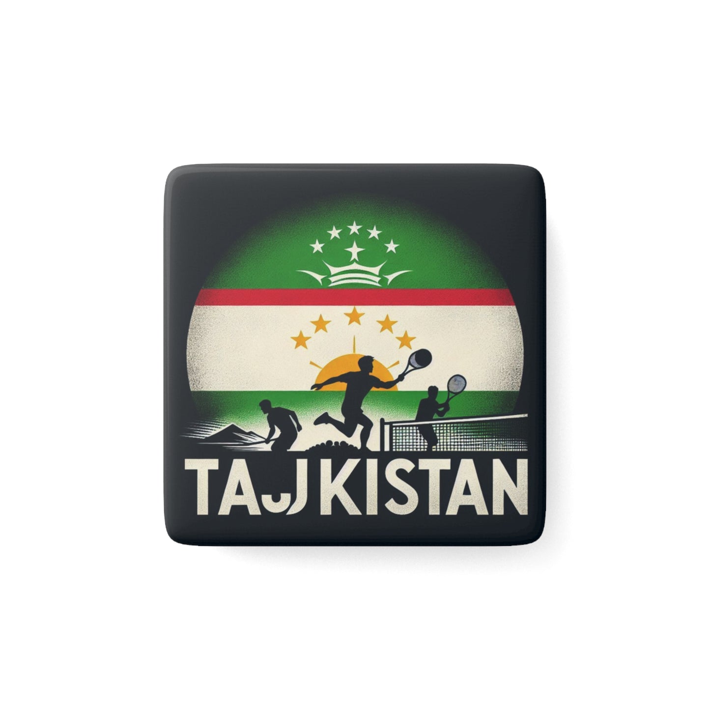Flag Village Tajikistan Flag Sporting Porcelain Magnet, Square TJK0002