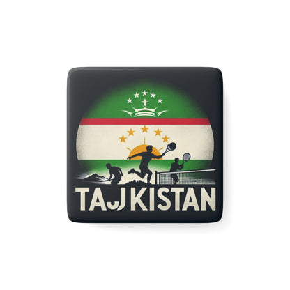 Flag Village Tajikistan Flag Sporting Porcelain Magnet, Square TJK0002