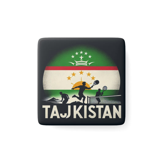 Flag Village Tajikistan Flag Sporting Porcelain Magnet, Square TJK0002