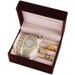 Flag Village Send Father Diamond-set Calendar Disc Watch Bracelet Ring Fashion Temperament Set Gift Box
