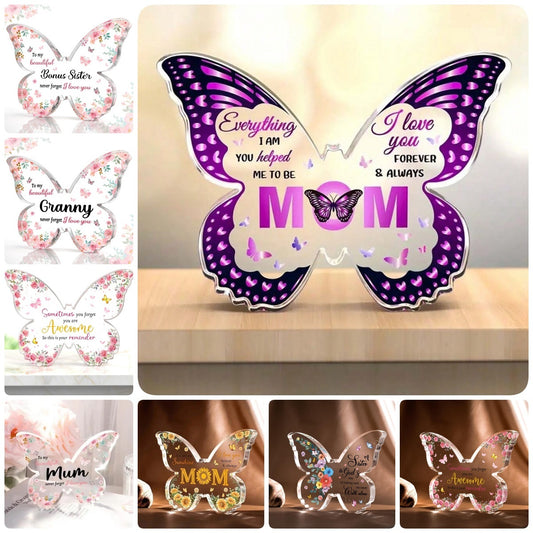Flag Village Mother's Day Gifts For Mom Grandma Nana DIY Unique Mom Birthday Gift Ideas Butterfly-Shaped Acrylic Keepsake Gifts For Mothers Day