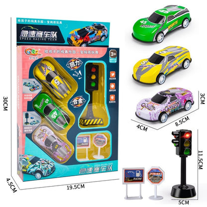 Flag Village Alloy Metal Car Model Non-duplicate Children's Simulation Model Car Set High-grade Gift Box
