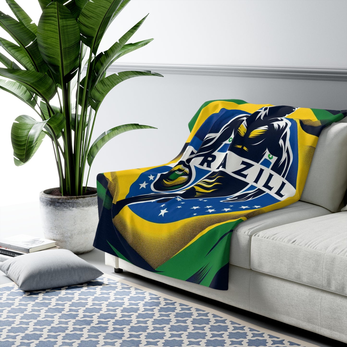 Flag Village BRAZIL Sporting Flag Sherpa Fleece Blanket BRA0014