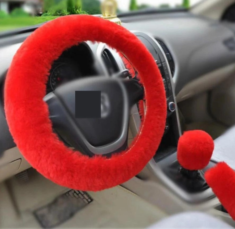 Flag Village Auto Tools Winter Wool Car Cover Plush Steering Wheel Cover