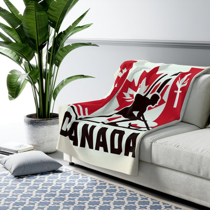 Flag Village CANADA Sporting Flag Sherpa Fleece Blanket CAN0009