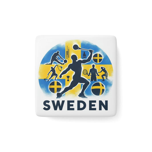 Flag Village Sweden Flag Sporting Porcelain Magnet, Square SWE0006
