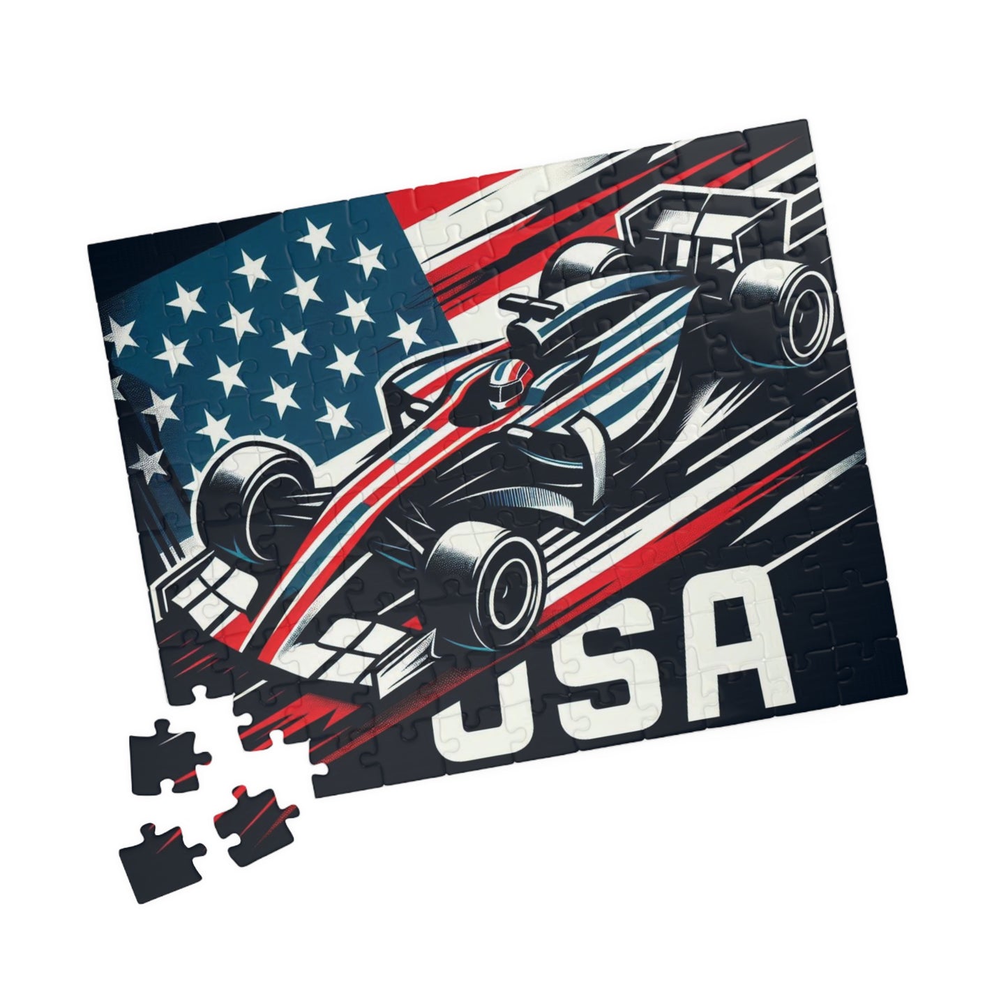 Flag Village United Stetes Racing Car Sporting Flag Puzzle (110, 252, 520, 1014-piece) USA0018