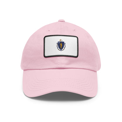 Flag Village USA Massachusetts State Flag Hat Cap with Leather Patch