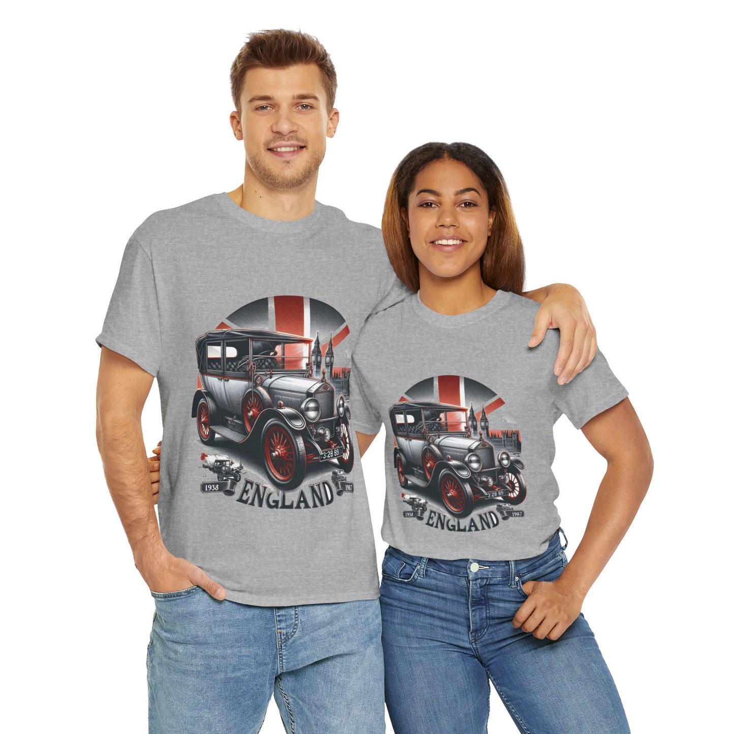 Flag Village UK Vintage Car Flag T-SHIRT Heavy Cotton Tee UK0014