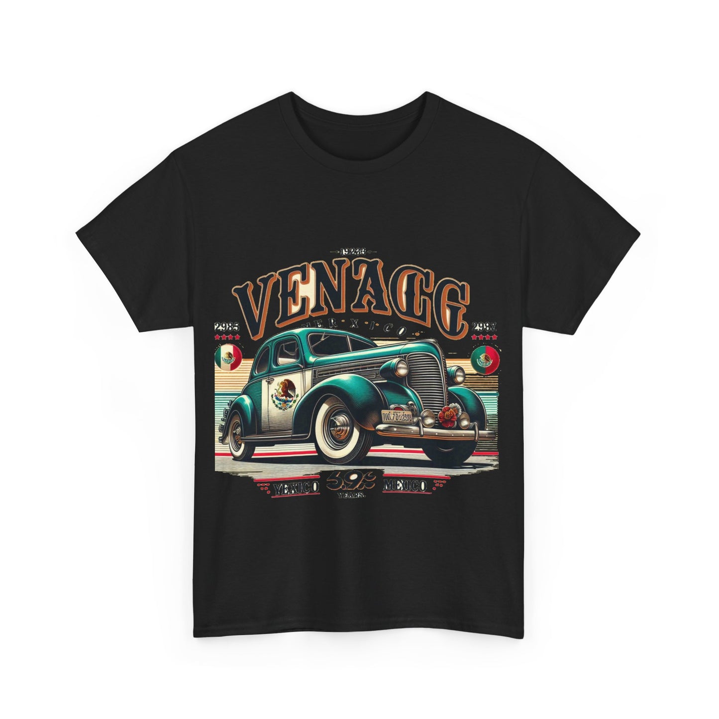 Flag Village Mexico Vintage Car Flag T-SHIRT Heavy Cotton Tee MEX0004