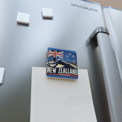 Flag Village New Zealand Flag Sporting Porcelain Magnet, Square NZL0005