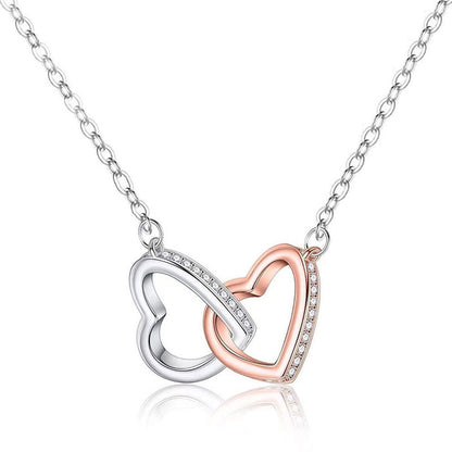 Flag Village Rose Gold Color Separation Double Ring Necklace Mother's Day Gift Box