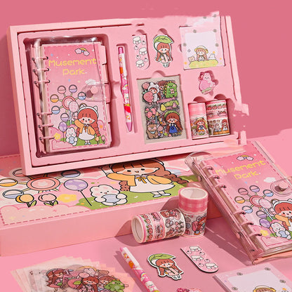 Flag Village Hand Account Book Gift Box Set Cute Girl Heart Notebook