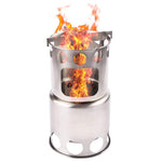 Flag Village Portable Camping Stove Combo Wood Burning Stainless Steel Stove And Cooking Pot Set For Outdoor Backpacking Fishing Hiking
