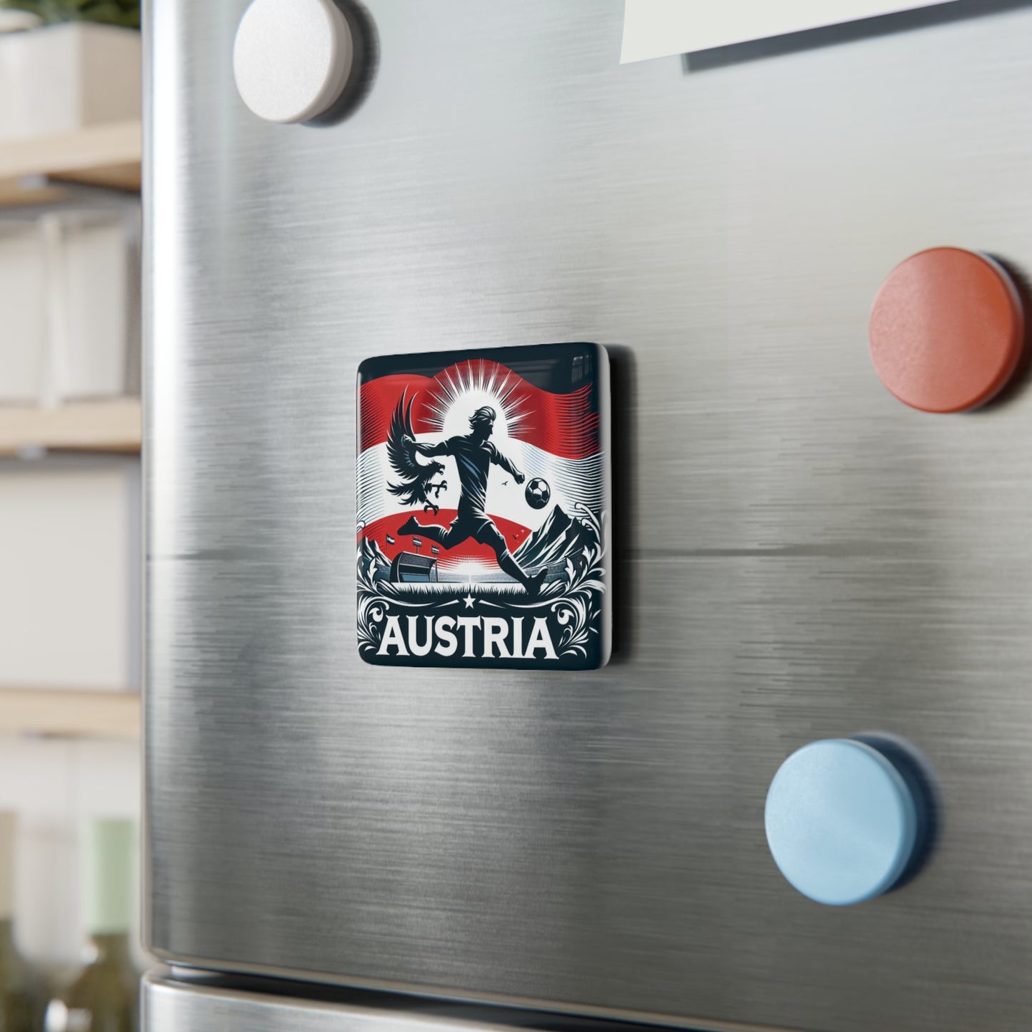 Flag Village Austria Flag Sporting Porcelain Magnet, Square AUT0005