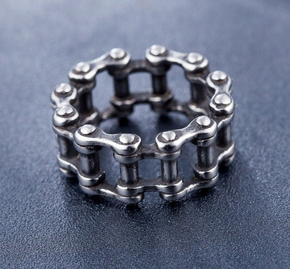 Flag Village Stainless Steel Link Chain Motorcycle Boy Rings Punk Rock Mens Biker Jewelry Love Accessories Birthday Gifts