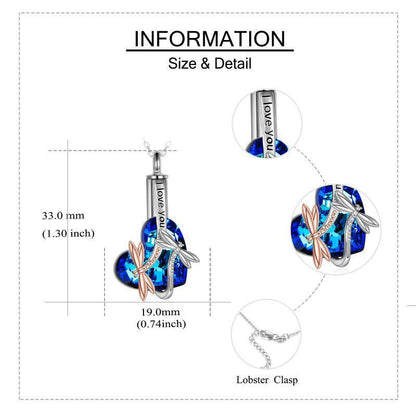 Flag Village Sterling Silver Dragonfly Crystal Urn Pendant Necklace as Gifts for Women