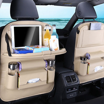 Flag Village Auto Tools Universal Multifunctional Car Seat Bag with Foldable Table PU Leather Multi-pocket