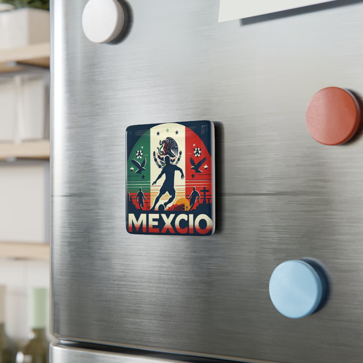 Flag Village MEXICO Flag Sporting Porcelain Magnet, Square MEX0007