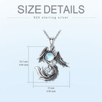 Flag Village Moonstone Phoenix Necklace 925 Sterling Silver as Gifts for Women and Men