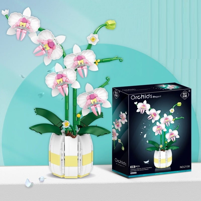 Flag Village Simulation Orchid Building Block Toy Desktop Decoration Gifts