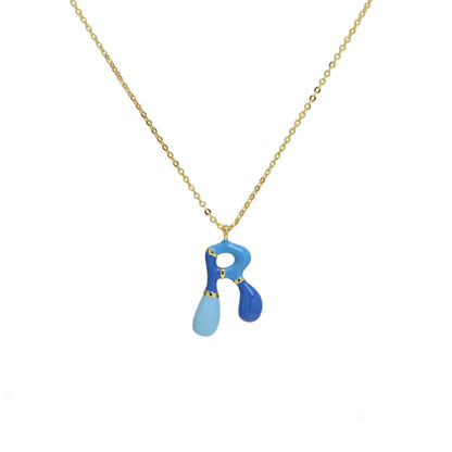 Flag Village Brass Epoxy Capsule 26 Letter Necklace For Women Initial Alphabet Pendant Necklace Fashion Link Chain Jewelry Gifts