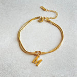 Flag Village New Letter A-Z Love Knot Bracelets For Women Couple Gold Color Dainty Snake Chain Charm Bracelet Stainless Steel Jewelry Gift Valentine's Day Gifts