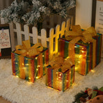 Flag Village Remote Control Christmas Gift Box Lights Christmas Three-piece Decoration